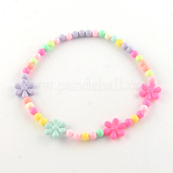 Flower Acrylic Pendant Necklaces and Stretch Bracelets Jewelry Sets&nbsp;X-SJEW-R048-05