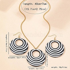 Bohemian Style Zebra Pattern Round Acrylic Pendant Necklace & Dangle Earring Sets&nbsp;FS-WG10A75-01