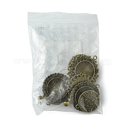 DIY Blank Round Glass & Tibetan Style Alloy Pendant Making Kits&nbsp;DIY-FS0006-10