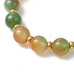 Dyed & Heated Natural Peacock Agate Round Beads Stretch Bracelets for Women Men&nbsp;BJEW-JB13444
