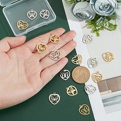 16Pcs 8 Style 201 Stainless Steel Pendants&nbsp;STAS-UN0032-09