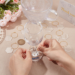 Transparent Acrylic Hexagon Wine Glass Charms&nbsp;AJEW-AB00113