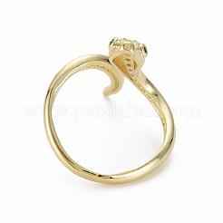 Brass Micro Pave Clear Cubic Zirconia Cuff Rings&nbsp;RJEW-Q164-020-NF