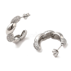 Brass Micro Pave Clear Cubic Zirconia Stud Earrings for Women&nbsp;EJEW-A040-10P