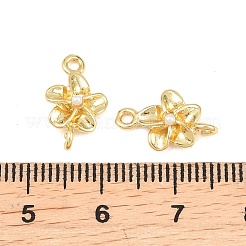 Brass with ABS Plastic Imitation Pearl Connector Charms&nbsp;KK-Z151-01G-02