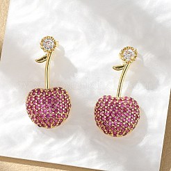 Cherry Brass Micro Pave Cubic Zirconia Stud Earrings&nbsp;EJEW-M077-12G-01