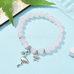Natural Rose Quartz Round Beaded Stretch Bracelets&nbsp;BJEW-JB09898-02
