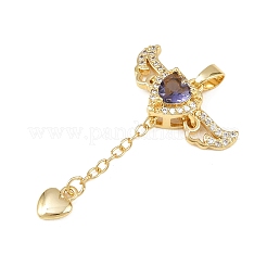 Brass Micro Pave Cubic Zirconia Pendants&nbsp;KK-B161-12G-03