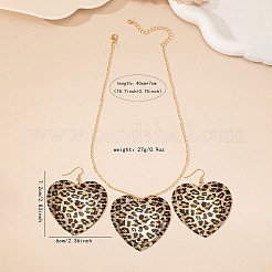 Heart Leopard Print Alloy Dangle Earrings & Pendant Necklaces Sets for Women&nbsp;FS-WG4B7EF-01