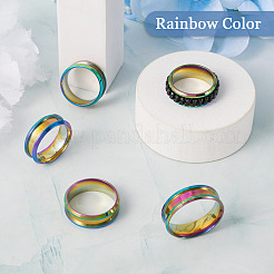 6Pcs 6 Style 201 Stainless Steel Engravable Grooved Finger Rings Set for Women&nbsp;RJEW-YS0001-02