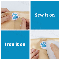 30Pcs 5 Colors Paw Print Polyester Computerized Embroidery Cloth Sew on Patches&nbsp;PATC-CY0001-67