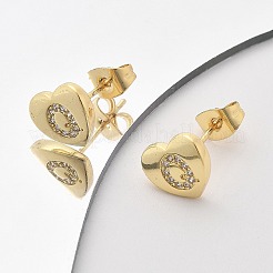 Rack Plating Brass Micro Pave Clear Cubic Zirconia Stud Earrings&nbsp;EJEW-K299-01G-Q