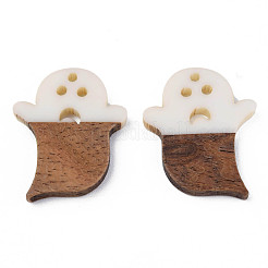 Halloween Theme Resin & Walnut Wood Pendants&nbsp;RESI-N025-026-B03