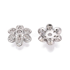Brass Micro Pave Clear Cubic Zirconia Bead Caps&nbsp;KK-Q071-08P-02