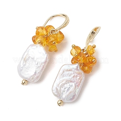 Natural Amber Dangle Earrings&nbsp;EJEW-JE07055