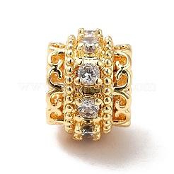Brass Micro Pave Cubic Zirconia European Beads&nbsp;KK-M233-25G