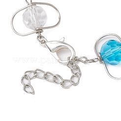Copper Wire Wrapped Colorful Faceted Glass Round Bead Link Bracelets for Women&nbsp;BJEW-JB10320
