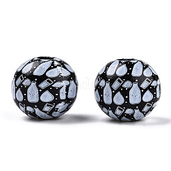 Printed Schima Wooden Beads&nbsp;WOOD-T021-108B