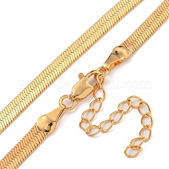 Brass Flat Snake Chain Necklaces for Women&nbsp;NJEW-U011-13G