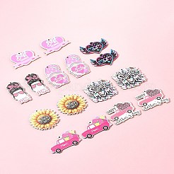 16Pcs 8 Styles Momther's Day Wooden Pendants&nbsp;WOOD-FS0001-38