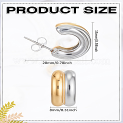 1 Pair Stainless Steel Two-layer C-Shaped Stud Earrings for Women&nbsp;EJEW-LP0012-01GP