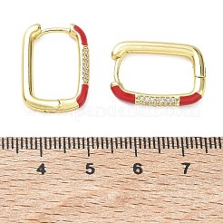 Brass Micro Pave Cubic Zirconia Hoop Earrings&nbsp;KK-CBA98BA-01G-A