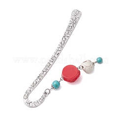 Skull Rose Resin & Synthetic Turquoise Charm Bookmarks&nbsp;AJEW-JK00326