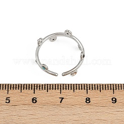 304 Stainless Steel Rhinetsone Open Cuff Rings for Women&nbsp;RJEW-K301-07P