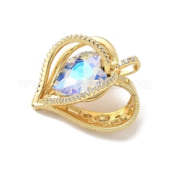 Brass Micro Pave Cubic Zirconia Pendants&nbsp;KK-F905-14G
