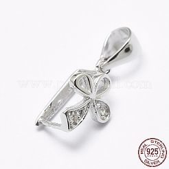 Anti-Tarnish Rhodium Plated 925 Sterling Silver Micro Pave Cubic Zirconia Pendant Bails&nbsp;STER-P034-57P