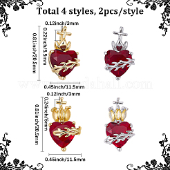 8Pcs 4 Colors Brass Glass Pendants&nbsp;KK-SC0007-95
