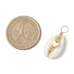 Natural Cowrie Shell Copper Wire Wrapped Pendants&nbsp;PALLOY-JF02932-02