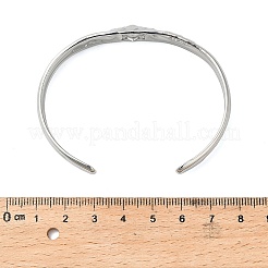 12MM 304 Stainless Steel Lotus Flower Cuff Bangles for Women&nbsp;BJEW-P359-01P