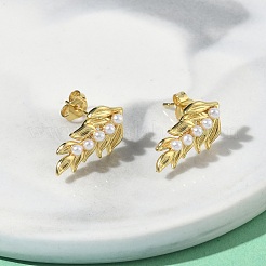 Leaf Brass Stud Earrings&nbsp;EJEW-P341-01P