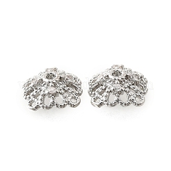 Flower Brass Clear Cubic Zirconia Bead Caps&nbsp;KK-V008-01P