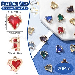 20Pcs Brass Micro Pave Cubic Zirconia with Glass Charms&nbsp;KK-YW0002-93