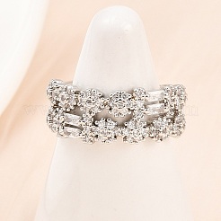 Brass Micro Pave Cubic Zirconia Cuff Rings for Women&nbsp;RJEW-Z113-50P