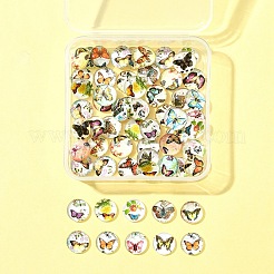 60Pcs Half Round with Butterfly Glass Cabochons&nbsp;GGLA-FS0001-16B