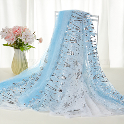 Polyester Snowflake Pattern Gauze Stained Silver Fabric&nbsp;AJEW-WH0314-911A