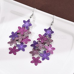 430 Stainless Steel Flower Dangle Earrings&nbsp;EJEW-A137-07P-02