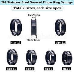 24Pcs 6 Size 201 Stainless Steel Grooved Finger Ring Settings&nbsp;RJEW-SC0001-06