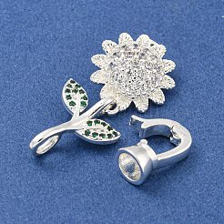 Brass Micro Pave Cubic Zirconia Fold Over Clasps&nbsp;KK-Z072-18S