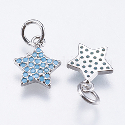 Brass Micro Pave Cubic Zirconia Charms&nbsp;RB-I077-21P-RS