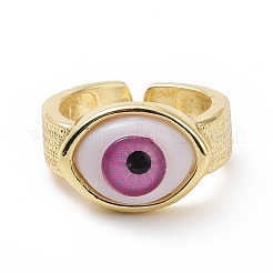 Resin Horse Eye Open Cuff Ring&nbsp;RJEW-P032-41G