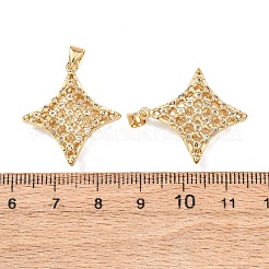 Brass Micro Pave Clear Cubic Zirconia Pendants&nbsp;KK-B184-01G-10
