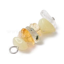 Natural Quartz Crystal & Lemon Jade & Citrine & Prehnite Chip Beaded Pendants&nbsp;PALLOY-JF02884-01