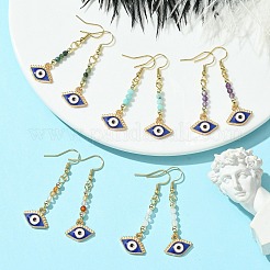 Natural Mixed Gemstone Beaded Dangle Earrings&nbsp;EJEW-JE05717