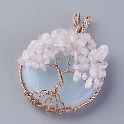 Opalite & Natural Rose Quartz Big Pendants&nbsp;G-G771-B06
