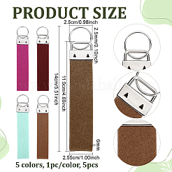 5Pcs 5 Colors Rectangle Felt Tab Blank Keychains&nbsp;KEYC-BC0001-24A