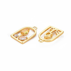 Rack Plating Brass Micro Pave Clear Cubic Zirconia Pendants&nbsp;KK-S360-153A